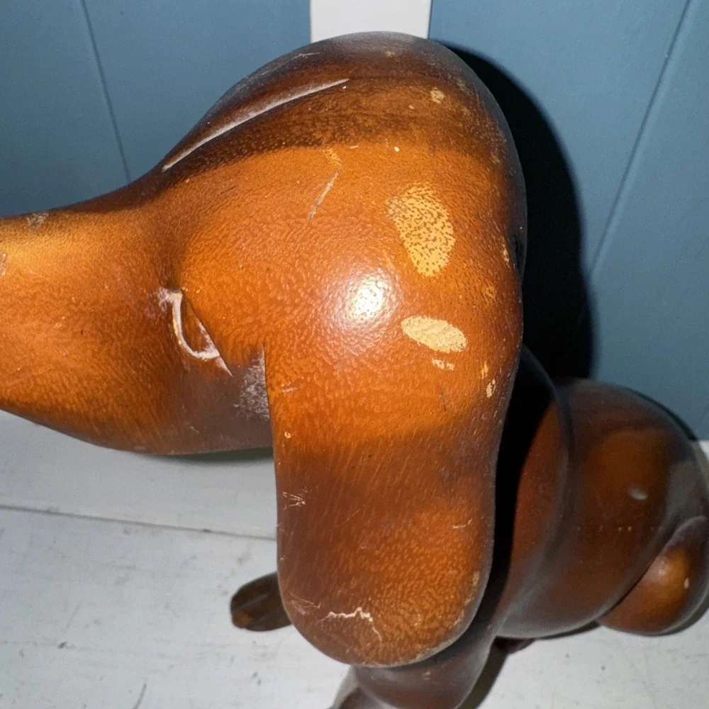 Large DACHSHUND MALE DOG FIGURINE VINTAGE LEFTON HAND DECORATED ORIGINAL STICKER